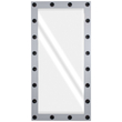 GloboStar® MAKEUP MIRROR-160x80-3 Μοντέρνος Καθρέπτης Μακιγιάζ με Πλαίσιο Φυσικού Ξύλου με Διακόπτη On/Off 20 x E27 AC220-240V - Μ80 x Π7 x Υ160cm - Γκρι Τσιμέντου