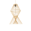 GloboStar® YOSHI 01928 Boho Κρεμαστό Φωτιστικό Οροφής Μονόφωτο 1 x E27 AC220-240V IP20 - Φ35 x Υ60cm - Μπεζ Ξύλινο Πλέγμα - 5 Χρόνια Εγγύηση