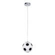 GloboStar® FOOTBALL 00643 Μοντέρνο Κρεμαστό Παιδικό Φωτιστικό Οροφής Μονόφωτο 1 x E27 Μαύρο Λευκό Γυάλινο Φ15 x Υ18cm