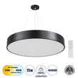 GloboStar® BURTON 61202-P Κρεμαστή Πλαφονιέρα Οροφής LED CCT 75W 8625lm 120° AC 220-240V - Εναλλαγή Φωτισμού μέσω Τηλεχειριστηρίου All In One Ψυχρό 6000k+Φυσικό 4500k+Θερμό 2700k Dimmable Φ60cm - Μαύρο - 3 Years Warranty