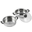 VEVOR Steamer Pot, 11in/28cm Steamer Pot for cooking with 3QT Stock Pot and Vegetable Steamer, Food-Grade 304 Steamer Food Cookware με καπάκι για ηλεκτρική επαγωγική εστία αερίου