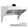 VEVOR Commercial Exhaust Hood, 5FT Food Truck Hood Exhaust, 201 Stainless Steel Concession Hood με 2 αποσπώμενο πλέγμα φίλτρου λαδιού σχήματος U, κουκούλα εξαερισμού ανθεκτικό στη σκουριά για εστιατόριο κουζίνας