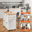 VEVOR Kitchen Island Cart με μασίφ ξύλινη μπλούζα, 35,4&quot; πλάτους κινητά καρότσια με ντουλάπι αποθήκευσης, κυλιόμενο τραπέζι κουζίνας με σχάρα μπαχαρικών, σχάρα για πετσέτες και συρτάρι, φορητά νησιά σε ρόδες, λευκό