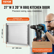 VEVOR BBQ Access Door, 685x508 mm Μονή Πόρτα Κουζίνας, Εξωτερική Πόρτα από Ανοξείδωτο Ατσάλι, Πόρτα με Χειρολαβή, Κάθετη Πόρτα με Χερούλι, για BBQ Island, Ψητοπωλείο, Εξωτερικό ντουλάπι