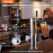 VEVOR Kegerator Tower Kit, Dual Taps Beer Conversion Kit, Ανοξείδωτος ατσάλι Keg Beer Tower Dispenser με ρυθμιστή διπλού διαμετρήματος W21.8 &amp; S-System Keg Coupler for Party Home