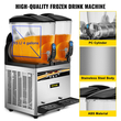 VEVOR Slush Frozen Drink Machine, 2x15L Tank Commercial Machine Margarita, 890W Stainless Steel Margarita Maker, Temperature Slush 25°F to 30°F Drink Maker, Ιδανικό για εστιατόρια Καφετέριες Μπαρ