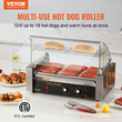 VEVOR Electric 18 Hot Dog 7 Roller Grill Cooker Machine Backsplash &amp; Shelf 1,4KW