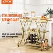 VEVOR Bar Cart Gold, 3 επιπέδων Home Bar Cart σε ρόδες που κλειδώνουν, Rolling Cart Alcohol with Tempered Glass Rail Guarddrail Wine Rack, Modern Cart Wine for Home Kitchen Training and σαλόνι