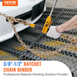 VEVOR Ratchet Chain Binder 2PCS, 3/8&quot;-1/2&quot; Heavy Duty Load Binders, with G80 Chains 12000 lbs Secure Load Limit, Labor-saving Anti-skid Handle, Tie Down Hauling Chain Binders for Flatbed Truck Trailer