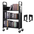 Καλάθι βιβλίων VEVOR, 330 lbs Library Cart, 31,1&quot; x 15,2&quot; x 49,2&quot; Rolling Book Cart, Επίπεδα ράφια σε σχήμα L μονής όψης με ρόδες που κλειδώνουν 4 ιντσών για ράφια σπιτιού γραφείου και σχολείου, φορτηγό βιβλίων σε μαύρο χρώμα