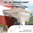 VEVOR Εγχειρίδιο αναδιπλούμενη τέντα, 13 x 8 ft Outdoor Patio Awning Retractable Sun Shade, Αδιάβροχο Πολυεστερικό Αίθριο Παράθυρο Πόρτας Τέντα Σκίαστρο με μανιβέλα για πίσω αυλή, μπαλκόνι