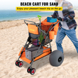 VEVOR Beach Wonder Wheeler, 12&quot; τροχοί παντός εδάφους με μπαλόνι, 350 lbs Cart Beach for Sand, Beach Buggy με θήκη για σαγιονάρες, τσάντα αποθήκευσης, 2 θήκες για καρέκλες παραλίας, πορτοκαλί