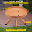 Μπολ VEVOR Fire Pit, 30 ιντσών βαθύ στρογγυλό μπολ από ανθρακούχο χάλυβα, καύση ξύλου για εξωτερικά αίθρια, αυλές και κάμπινγκ, με τρύπα αποστράγγισης, φορητές λαβές και ραβδί καυσόξυλου, καφέ