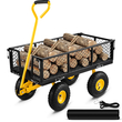 VEVOR Steel Garden Cart, Heavy Duty 900 lbs, με αφαιρούμενες πλευρές πλέγματος για μετατροπή σε επίπεδη επιφάνεια, Utility μεταλλικό βαγόνι με περιστρεφόμενη λαβή 180° και ελαστικά 10 in, ιδανικό για κήπο, αγρόκτημα, αυλή