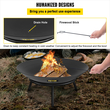 Μπολ VEVOR Fire Pit, 22 ιντσών βαθύ στρογγυλό μπολ από ανθρακούχο χάλυβα, καύση ξύλου για εξωτερικά αίθρια, αυλές και χρήσεις κάμπινγκ, με τρύπα αποστράγγισης και ραβδί καυσόξυλου, μαύρο