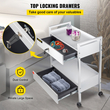 VEVOR Lab Cart, 2 Tiers Stainless Steel Utility Cart Ιατρικό καλάθι 2 συρταριών Rolling Lab Cart White Paint Cart σερβιρίσματος με τροχίσκους 360° για Εργαστήριο Νοσοκομείο Οδοντιατρικό Γραφείο Σαλόνι ομορφιάς