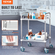 VEVOR Lab Rolling Cart, 2-ράφι από ανοξείδωτο ατσάλι, καρότσι σερβιρίσματος εργαστηρίου με περιστρεφόμενους τροχούς, Dental Utility Cart for Clinic, Lab, Hospital, Salon, 15,16&quot;x21,57&quot;x34,06