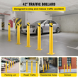 Στύλος ασφαλείας VEVOR 42&quot;x5.5&quot;, 5-1/2&quot; OD 42&quot; Height Safety Barrier Bollard, Yellow Powder Coat Pipe Steel Safety Barrier, με 4 δωρεάν μπουλόνια αγκύρωσης, για ευαίσθητη περιοχή στην κυκλοφορία