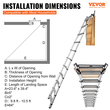 VEVOR Attic Ladder Telescoping, χωρητικότητας 350 λιβρών, 39,37&quot; x 23,6&quot;, προέκταση αλουμινίου πολλαπλών χρήσεων, ελαφριά και φορητή, ταιριάζει σε ύψη οροφής 9,8&#039;-10,5&#039;, άνετη πρόσβαση στη βάση της σοφίτας σας