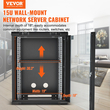 VEVOR 15U Wall Mount Network Server Rack Περίβλημα ντουλαπιού 18&#039;&#039; Γυάλινη κλειδαριά πόρτας