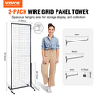 VEVOR 2&#039; x 5,6&#039; Grid Panels Wall Tower, 2 Packs Wire Gridwall Display Racks with T-Base Floorstanding, Double Side Gridtoll Panels for Art Craft Shows, Retail Display with Extra Clips and Hooks