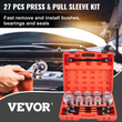 VEVOR 27 PCS Sleeve Kit Pull and Press, 45 # Steel Removal Installation Bushes Bearings Tool Kit, Bush Insertion Sleeve Tool Set Λειτουργεί στα περισσότερα αυτοκίνητα και κινητήρες LCV, HGV