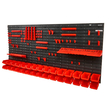 VEVOR Επιτοίχιοι κάδοι αποθήκευσης, 30-Bin Parts Rack Organizer Garage Plastic Shop Εργαλείο με πάνελ τοίχου/Θήρες εργαλείων/Γάντζοι, Οργανωτής εργαλείων για παξιμάδια, μπουλόνια, βίδες, καρφιά, χάντρες, κουμπιά, μαύρο και κόκκινο