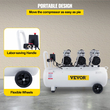 VEVOR Air Compressor 80L Ultra Quiet Δεξαμενή αεροσυμπιεστή χωρίς λάδια Αθόρυβος συμπιεστής αέρα 2,2KW Συμπιεστής χωρίς λάδι Χαμηλό θόρυβο με ασφαλή ηλεκτρομαγνητική βαλβίδα