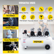 VEVOR Air Compressor 80L Ultra Quiet Δεξαμενή αεροσυμπιεστή χωρίς λάδια Αθόρυβος συμπιεστής αέρα 2,2KW Συμπιεστής χωρίς λάδι Χαμηλό θόρυβο με ασφαλή ηλεκτρομαγνητική βαλβίδα