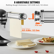 Εξάρτημα ζυμαρικών VEVOR για μίξερ με βάση KitchenAid, Εξάρτημα με ρολό φύλλου ζυμαρικών από ανοξείδωτο χάλυβα, αξεσουάρ μηχανής παρασκευής ζυμαρικών με 8 ρυθμιζόμενο πόμολο πάχους, Εξάρτημα ζυμαρικών KitchenAid της VEVOR