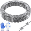 Σύρματα VEVOR Razor Wire, 147 ft Razor Barbed Wire, 3 Rolls Razor Wire Fence περίφραξη ξυραφιού, Διπλή σπειροειδής κορδέλα ξυραφιού Αγκαθωτό σύρμα γαλβανισμένο φράχτη ξυραφιού, Rolls Razor for Garden