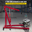 VEVOR Hydraulic Long Ram Jack, χωρητικότητα 4 Tons/8818 lbs, με μονοέμβολη αντλία και επίπεδη βάση, χειροκίνητος επιλογέας κερασιού με λαβή, για γερανούς γκαράζ/καταστήματος, ανυψωτικό κινητήρα, κόκκινο