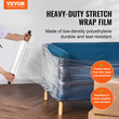 VEVOR Stretch Film, 15 ίντσες x 1200 πόδια, 4 Pack, 80 Gauge Industrial Strength Clear ανθεκτικό ρολό τεντώματος, βαρέως τύπου Shrink Film Stretch Wrap με λαβές για τύλιγμα παλέτας Αποστολή μετακίνηση