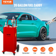 VEVOR Fuel Caddy, 35 γαλόνια, Δεξαμενή αποθήκευσης αερίου σε 4 τροχούς, με αντλία μεταφοράς Manuel, Δοχείο καυσίμου βενζίνης ντίζελ για αυτοκίνητα, χορτοκοπτικά, ATV, σκάφη, Περισσότερα, κόκκινο