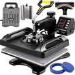 VEVOR Heat Press Machine 12 x 15 Inch 6 in 1 Heat Press 360° Swing Away Heat Press 1000W Μηχανή εκτύπωσης 6 σε 1 μαύρο πουκάμισο Θέρμανση διπλού σωλήνος για μπλουζάκια με καπάκι κούπες DIY