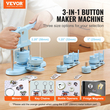 VEVOR Button Maker, 1/1,25/2,28 inch (25/32/58mm) 3-IN-1 Pin Maker, 300pcs Button Parts, Button Maker Machine with Panda Magic Book, Ergonomic Arc Handle Punch Press Kit, For Children DIY Gifts, Blue