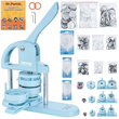 VEVOR Button Maker, 1/1,25/2,28 inch (25/32/58mm) 3-IN-1 Pin Maker, 300pcs Button Parts, Button Maker Machine with Panda Magic Book, Ergonomic Arc Handle Punch Press Kit, For Children DIY Gifts, Blue