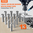 VEVOR 13 pcs Precision R8 Collet Set, 1/8&#039;&#039; - 7/8&#039;&#039;, 45# Alloy Steel Mill Collet Chuck 0,0012&quot;/30μm TIR with 13 Labeled Storage Boxes, for Milling Machine Drill Presses Boring Machine Machining Center