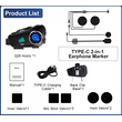 Ασύρματο καταγραφικό & ενδοεπικοινωνία κράνους μοτοσυκλέτας - Helmet Headset - Q28 - 811702