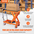 Επιτραπέζιο καρότσι VEVOR Hydraulic Lift, Χωρητικότητα 1100 lbs Ύψος ανύψωσης 35,4&quot; Χειροκίνητο Τραπέζι ανύψωσης μονής ψαλίδας με 4 τροχούς και αντιολισθητικό μαξιλαράκι, υδραυλικό καρότσι με ψαλίδια για χειρισμό και μεταφορά υλικού