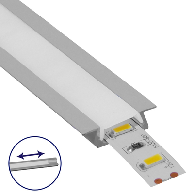 GloboStar® RECESS-PROFILE 70803-1M Προφίλ Αλουμινίου - Βάση & Ψύκτρα Ταινίας LED με Λευκό Γαλακτερό Κάλυμμα - Χωνευτή Χρήση - Συρόμενο Κάλυμμα - Ασημί - 1 Μέτρο - Μ100 x Π2.2 x Υ0.6cm