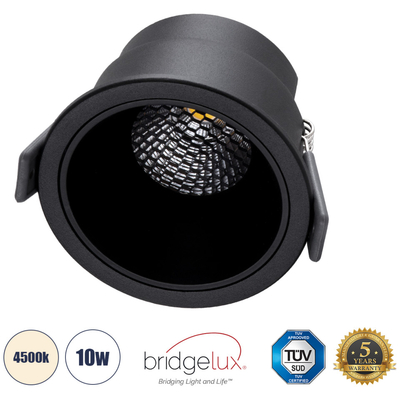 GloboStar® PLUTO-M 60256 Χωνευτό LED Spot Downlight TrimLess Φ8.4cm 10W 1300lm 38° AC 220-240V IP20 Φ8.4 x Υ5.9cm - Στρόγγυλο - Μαύρο & Anti-Glare HoneyComb - Φυσικό Λευκό 4500K - Bridgelux COB - 5 Years Warranty