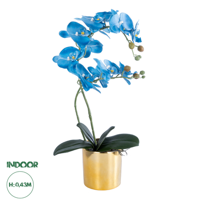 GloboStar® Artificial Garden BLUE ORCHID 21130 Διακοσμητικό Φυτό Μπλε Ορχιδέα Υ43cm