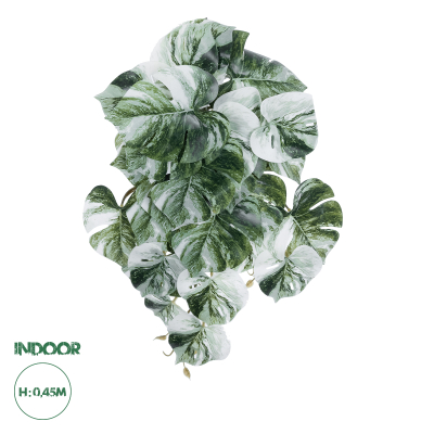 GloboStar® Artificial Garden ALBINO MONSTERA HANGING PLANT 20609 Τεχνητό Διακοσμητικό Κρεμαστό Φυτό Μονστέρα Υ45cm