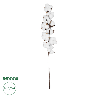 GloboStar® Artificial Garden COTTON BRANCH 20559 Τεχνητό Διακοσμητικό Κλαδί βαμβάκι Y55cm