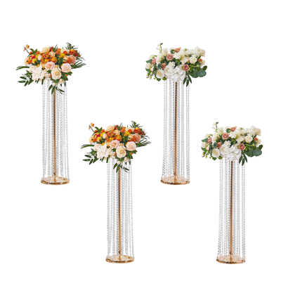 VEVOR 4PCS 35,43 ιντσών /90cm Ψηλός Κρυστάλλινος Σταντ Γάμου Λουλούδια, Πολυτελή Κεντρικά Βάζα Λουλούδια Κρυστάλλινο Χρυσό Βάζο Μεταλλικό, Ιδανικό για Τελετή Τελετής Γαμήλιο πάρτι T-stage Dinner Event Ξενοδοχείο Διακόσμηση σπιτιού