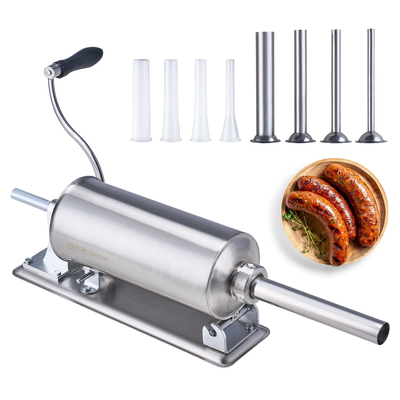 VEVOR Manual Sausage Stuffer 2,5L Horizontal Sausage Machine 201 Stainless Steel