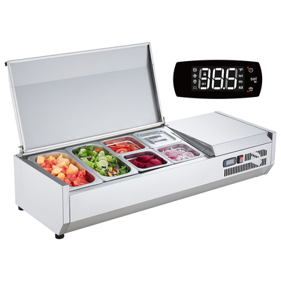 VEVOR Countertop Refrigerated Salad Pizza Prep Station 140 W Stainless Guard CE