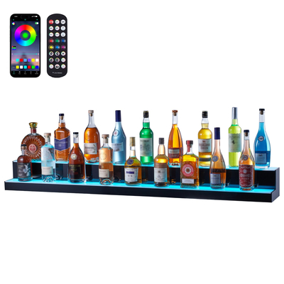 VEVOR LED Lighted Liquor Bottle Display Bar Shelf RF &amp; App Control 60&quot; 2-Step