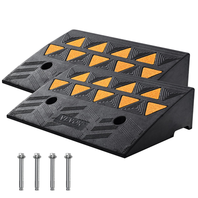 VEVOR Rubber Curb Ramp 2 Pack, 5&quot; Rise Height Heavy-Duty 33069 lbs/15 T ράμπες κατωφλίου χωρητικότητας, ράμπες οδήγησης με σταθερή δομή πλέγματος για αυτοκίνητα, αναπηρικά αμαξίδια, ποδήλατα, μοτοσικλέτες